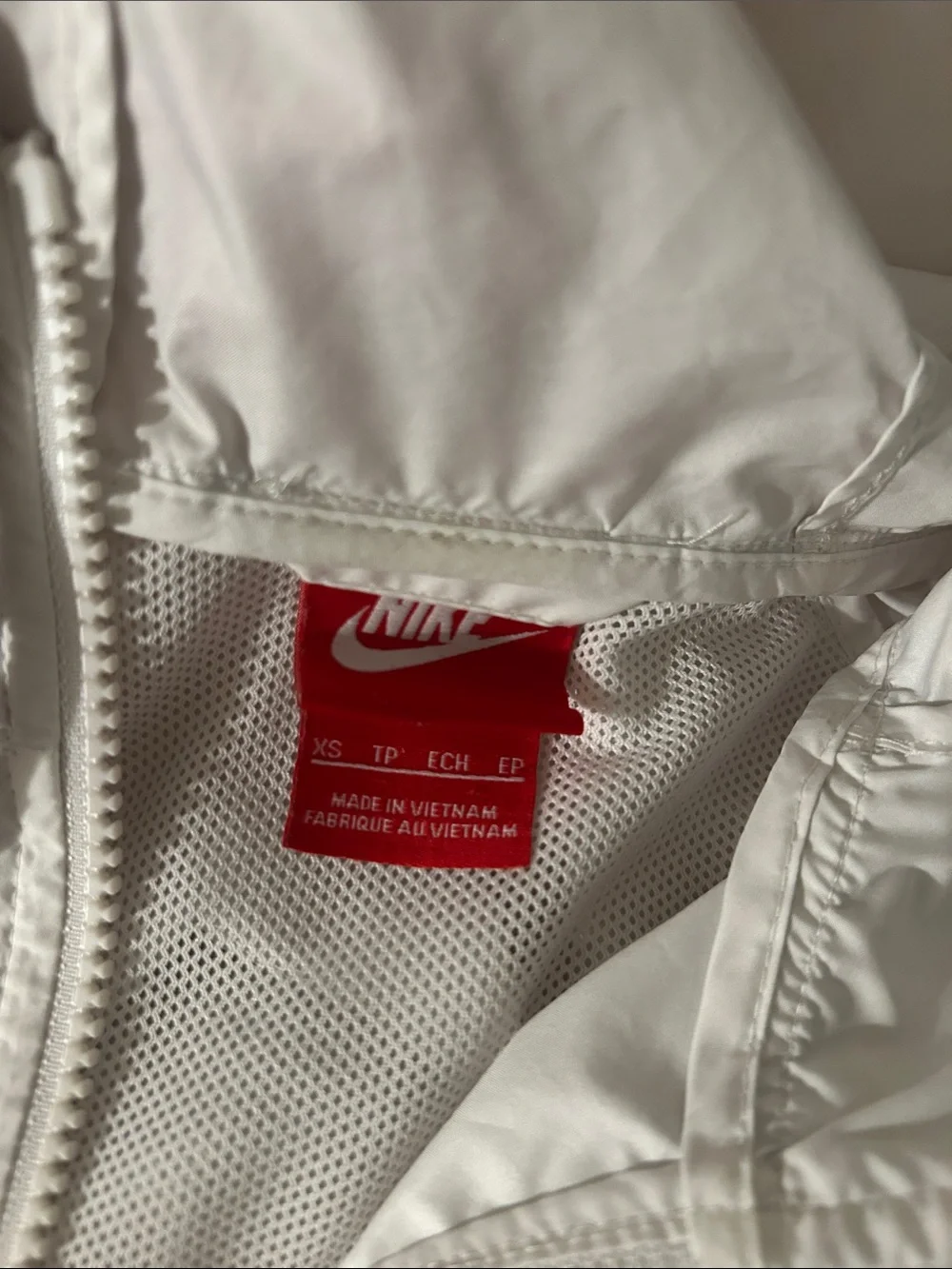 Nike White and Gray Colorblock Hooded Windbreaker